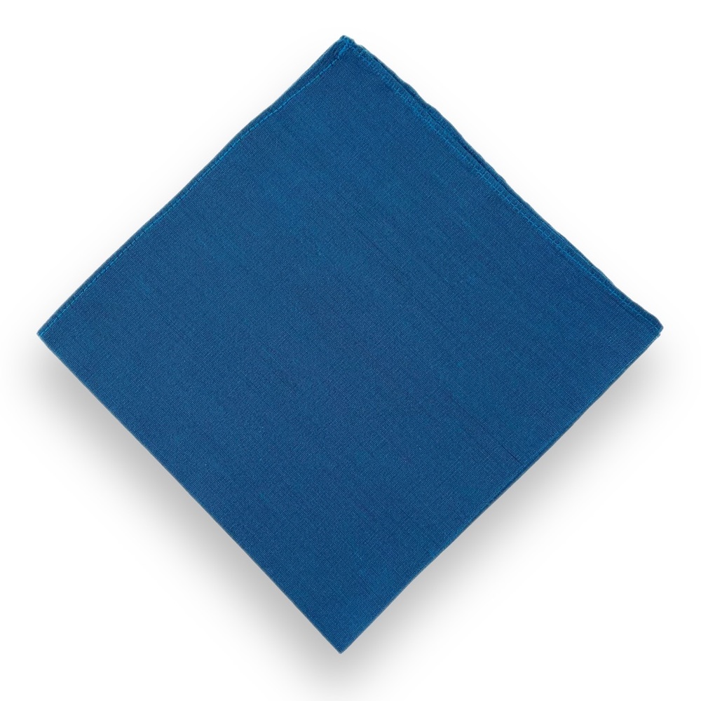 Azure Blue Silk Pocket Square Handkerchief
